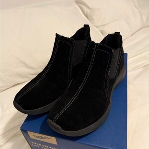 Earth Origins Black Suede Slip-On Ankle Boots